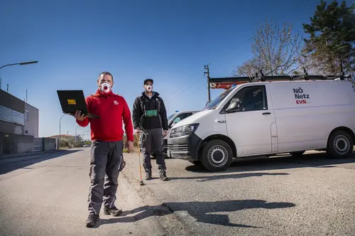 v.l.n.r.: Gasspürer der Netz NÖ Andreas Thaller und Andreas Baumann