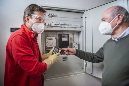 Netz NÖ Techniker Gottfried Pompe und Erwin Pröll