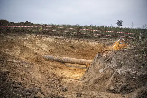 Eine Baustelle mit einer Gasleitung