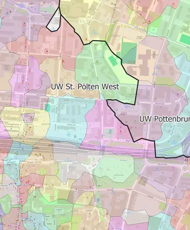 Sie können von der Ebene der Umspannwerke auf die Ebene der Trafostationen zoomen.
