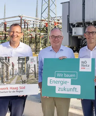 EVN Vorstandsdirektor Stefan Stallinger, Landeshauptfrau-Stellvertreter Stephan Pernkopf, Netz NÖ Geschäftsführer Harald Dammerer