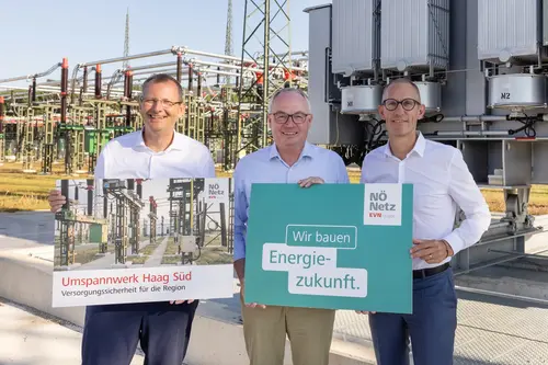 EVN Vorstandsdirektor Stefan Stallinger, Landeshauptfrau-Stellvertreter Stephan Pernkopf, Netz NÖ Geschäftsführer Harald Dammerer